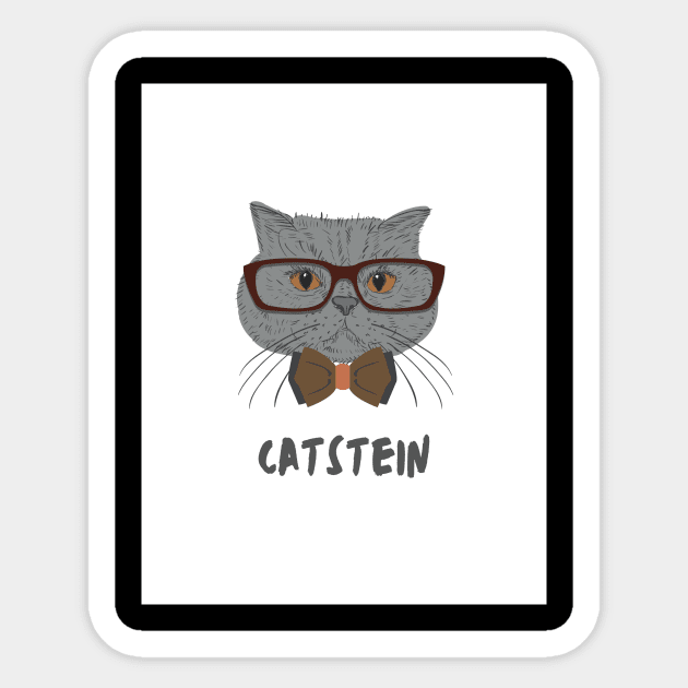 Catstein Cat Design White Sticker by SuaVestimenta